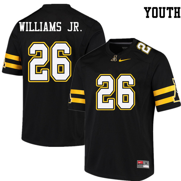 Youth #26 Marcus Williams Jr. Appalachian State Mountaineers College Football Jerseys Sale-Black - Click Image to Close